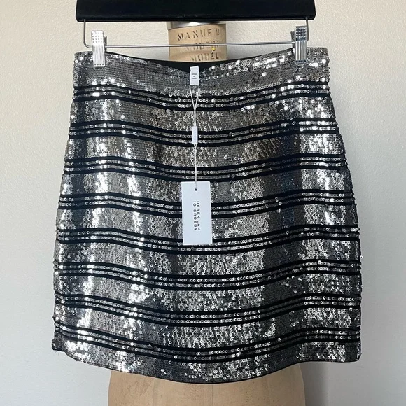 Silver Sequin Silk Derek Lam Mini Skirt
